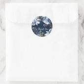 Navy Blue & Gold Elegant Moderne Waterverf Floral Ronde Sticker (Tas)