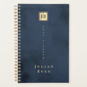 Navy Blue Gold Elegant Monogram Niet gedateerd 202 Planner (Voorkant)