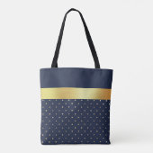 Navy Blue Gold Elegant Patterned Monogrammed Tote Bag (Achterkant)