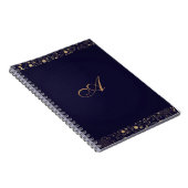 Navy Blue & Gold Elegant Rustic Floral Folie Notitieboek (Rechterzijde)