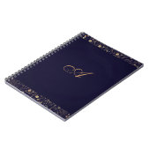 Navy Blue & Gold Elegant Rustic Floral Folie Notitieboek (Linkerzijde)