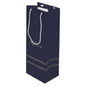 Navy Blue Gold Elegant Wedding Favor Wine Bags Wijn Cadeautas (Voorkant Gekanteld)