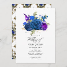 Navy Blue, Gold en Paarse  Floral Wedding