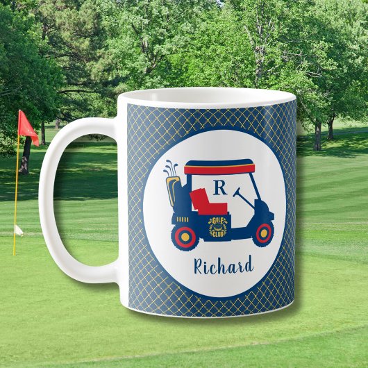 Navy Blue Gold en Red Golf gepersonaliseerd Koffiemok