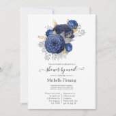 Navy Blue, Gold en Silver Floral Shower per Mail Kaart (Voorkant)