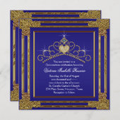 Navy Blue Gold en Tiara Sweet 15 Quinceanera Kaart (Voorkant / Achterkant)