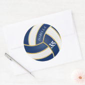 Navy Blue, Gold en White Volleyball - Personaliser Ronde Sticker (Envelop)