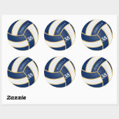 Navy Blue, Gold en White Volleyball - Personaliser Ronde Sticker (Vel)