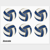 Navy Blue, Gold en White Volleyball Ronde Sticker (Vel)