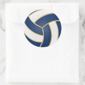 Navy Blue, Gold en White Volleyball Ronde Sticker (Tas)