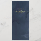 Navy Blue & Gold Fancy Calligraphy Script Wedding Menu (Achterkant)