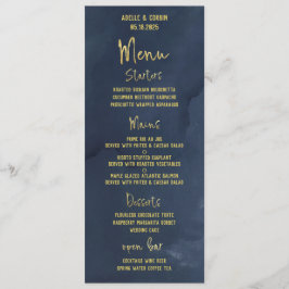 Navy Blue & Gold Fancy Calligraphy Script Wedding Menu