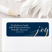 Navy Blue Gold Faux Folie Joy Holiday Adres label (Insitu)