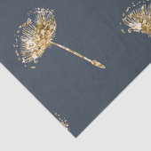 Navy Blue Gold Faux Glitter Paardebloem Bloemen Tissuepapier (Detail)