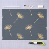 Navy Blue Gold Faux Glitter Paardebloem Bloemen Tissuepapier (Craft)