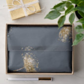 Navy Blue Gold Faux Glitter Paardebloem Bloemen Tissuepapier (Geschenk)