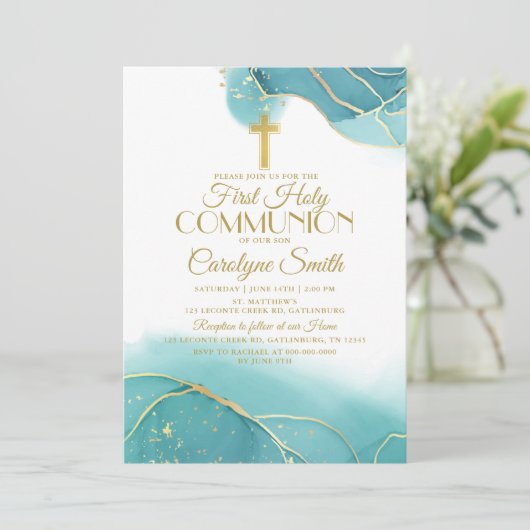 Navy Blue Gold First Heilige Communauteit Kaart (Staand voorkant)