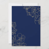 Navy Blue Gold Floral 30th Birthday Party Kaart (Achterkant)