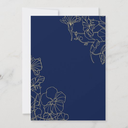 Navy Blue Gold Floral 30th Birthday Party Kaart (Achterkant)