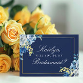 Navy Blue Gold Floral... ben je mijn Bridesmaid in Kaart
