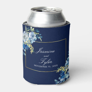 Navy Blue Gold Floral Elegant Evening Wedding Blikjeskoeler