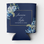 Navy Blue Gold Floral Elegant Evening Wedding Blikjeskoeler (Voorkant)