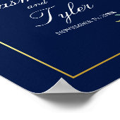 Navy Blue Gold Floral Elegant Evening Wedding Poster (Hoek)