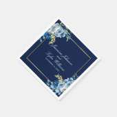 Navy Blue Gold Floral Elegant Evening Wedding Servet (Hoek)