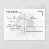 Navy Blue Gold Floral Elegant Save the Date Aankondigingskaart (Achterkant)