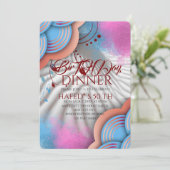 Navy Blue Gold FloraL  Invitation Template Blue Bo Kaart (Staand voorkant)