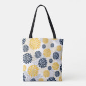 Navy Blue Gold Floral Monogram Tote Bag (Achterkant)