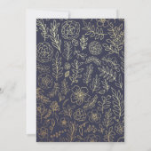 Navy blue | Gold Floral Pattern Engagement Party Kaart (Achterkant)