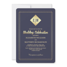 Navy blue | Gold Floral Pattern Wedding