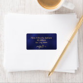 Navy Blue Gold floral return address label (Insitu)