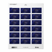 Navy Blue Gold floral return address label (Full Sheet)