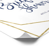 Navy Blue Gold Floral Vrijgezellenfeest Welkom Poster (Hoek)