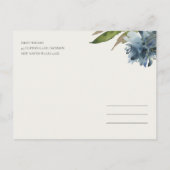 NAVY BLUE GOLD FLORAL WATERVERF BEWAART DE DATUM AANKONDIGINGSKAART (Achterkant)