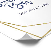 Navy Blue Gold Floral Waterverf Bubble Bar Sign Poster (Hoek)