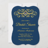 Navy Blue Gold Flourish Diamond Vrijgezellenfeest Kaart (Voorkant)