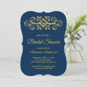 Navy Blue Gold Flourish Diamond Vrijgezellenfeest Kaart (Staand voorkant)