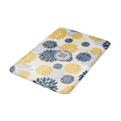 Navy Blue Gold Flower Graphic Pattern Badmat (Gekanteld)