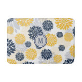 Navy Blue Gold Flower Graphic Pattern Badmat (Voorkant)