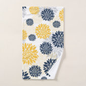 Navy Blue Gold Flower Pattern Bad Handdoek (Handdoek)