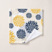 Navy Blue Gold Flower Pattern Bad Handdoek (Wasdoekje)