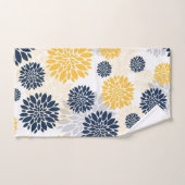 Navy Blue Gold Flower Pattern Bad Handdoek (Handdoek)