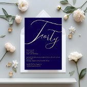 Navy Blue & Gold Foil 40e verjaardag uitnodiging