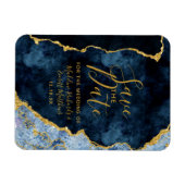 Navy Blue Gold Foil agate Save the Date Wedding Magneet (Horizontaal)