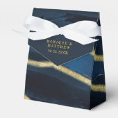 Navy Blue & Gold Foil Agate Wedding Favor Box Bedankdoosjes (Voorkant Zijde)