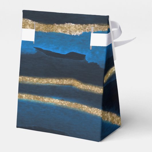 Navy Blue & Gold Foil Agate Wedding Favor Box Bedankdoosjes (Achterkant)