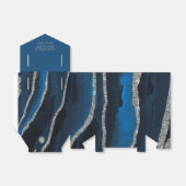 Navy Blue & Gold Foil Agate Wedding Favor Box Bedankdoosjes (Uitgevouwen)